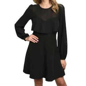 GB Gianni Bini Sweetheart Neckline Long Sleeve Black Dress